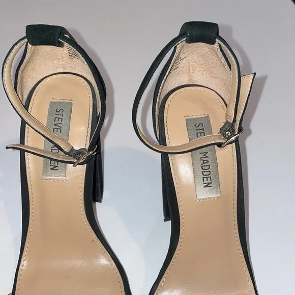 Steve Madden Carrson Black Suede Block Heels, size 7 Great Condition 1 flaw pic - Picture 11 of 14